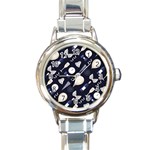 purple new years day Round Italian Charm Watch