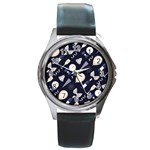 purple new years day Round Metal Watch