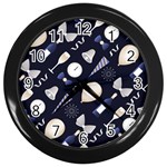 purple new years day Wall Clock (Black)