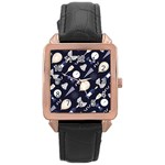 purple new years day Rose Gold Leather Watch 