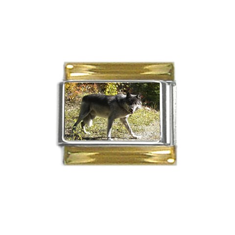 Wolf Teething Gold Trim Italian Charm (9mm) from ArtsNow.com Front