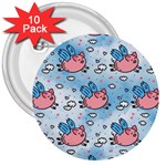 flying pigs 3  Button (10 pack)