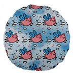 flying pigs Large 18  Premium Flano Round Cushion 