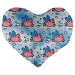 flying pigs Large 19  Premium Flano Heart Shape Cushion