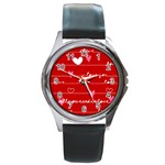 Red Love You Round Metal Watch