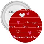 Red Love You 3  Button