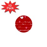 Red Love You 1  Mini Button (10 pack) 