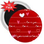 Red Love You 3  Magnet (10 pack)