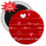 Red Love You 3  Magnet (100 pack)