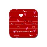 Red Love You Rubber Coaster (Square)