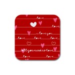 Red Love You Rubber Square Coaster (4 pack)