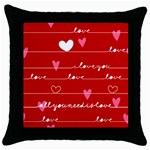 Red Love You Throw Pillow Case (Black)