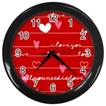 Red Love You Wall Clock (Black)