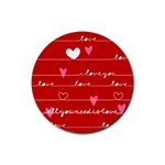 Red Love You Rubber Round Coaster (4 pack)