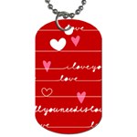 Red Love You Dog Tag (One Side)