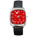 Red Love You Square Metal Watch