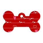 Red Love You Dog Tag Bone (One Side)