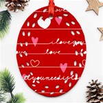 Red Love You Oval Filigree Ornament (Two Sides)