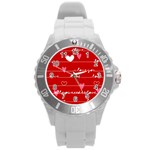 Red Love You Round Plastic Sport Watch (L)