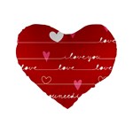 Red Love You Standard 16  Premium Heart Shape Cushion 