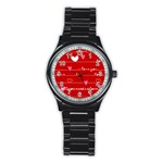 Red Love You Stainless Steel Round Watch