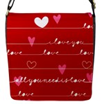 Red Love You Flap Closure Messenger Bag (S)