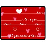 Red Love You Double Sided Fleece Blanket (Large)