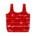 Red Love You Full Print Recycle Bag (M)