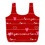 Red Love You Full Print Recycle Bag (L)