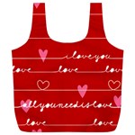 Red Love You Full Print Recycle Bag (XL)