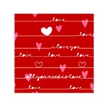 Red Love You Small Satin Scarf (Square)