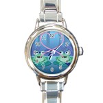 valentines day frog lovers Round Italian Charm Watch