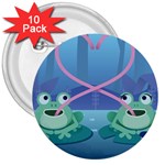 valentines day frog lovers 3  Button (10 pack)