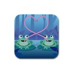 valentines day frog lovers Rubber Square Coaster (4 pack)