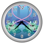 valentines day frog lovers Wall Clock (Silver)