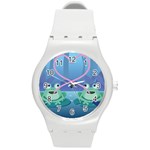 valentines day frog lovers Round Plastic Sport Watch (M)