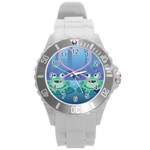 valentines day frog lovers Round Plastic Sport Watch (L)