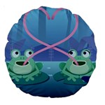 valentines day frog lovers Large 18  Premium Round Cushion 