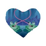 valentines day frog lovers Standard 16  Premium Heart Shape Cushion 