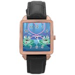 valentines day frog lovers Rose Gold Leather Watch 