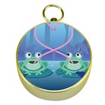 valentines day frog lovers Gold Compass