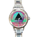 Vaporwave Aesthetic Round Italian Charm Watch