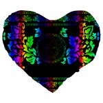 Rainbow Medusa  Large 19  Premium Flano Heart Shape Cushion