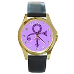 Prince Symbol Round Gold Metal Watch