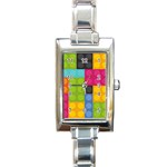 pink Building Blocks Rectangle Italian Charm Watch