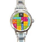 pink Building Blocks Round Italian Charm Watch