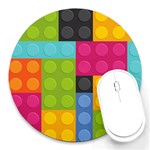 pink Building Blocks Round Mousepad