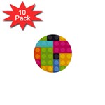 pink Building Blocks 1  Mini Button (10 pack) 