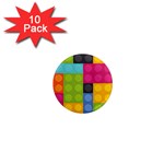 pink Building Blocks 1  Mini Magnet (10 pack) 