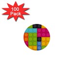 pink Building Blocks 1  Mini Button (100 pack) 